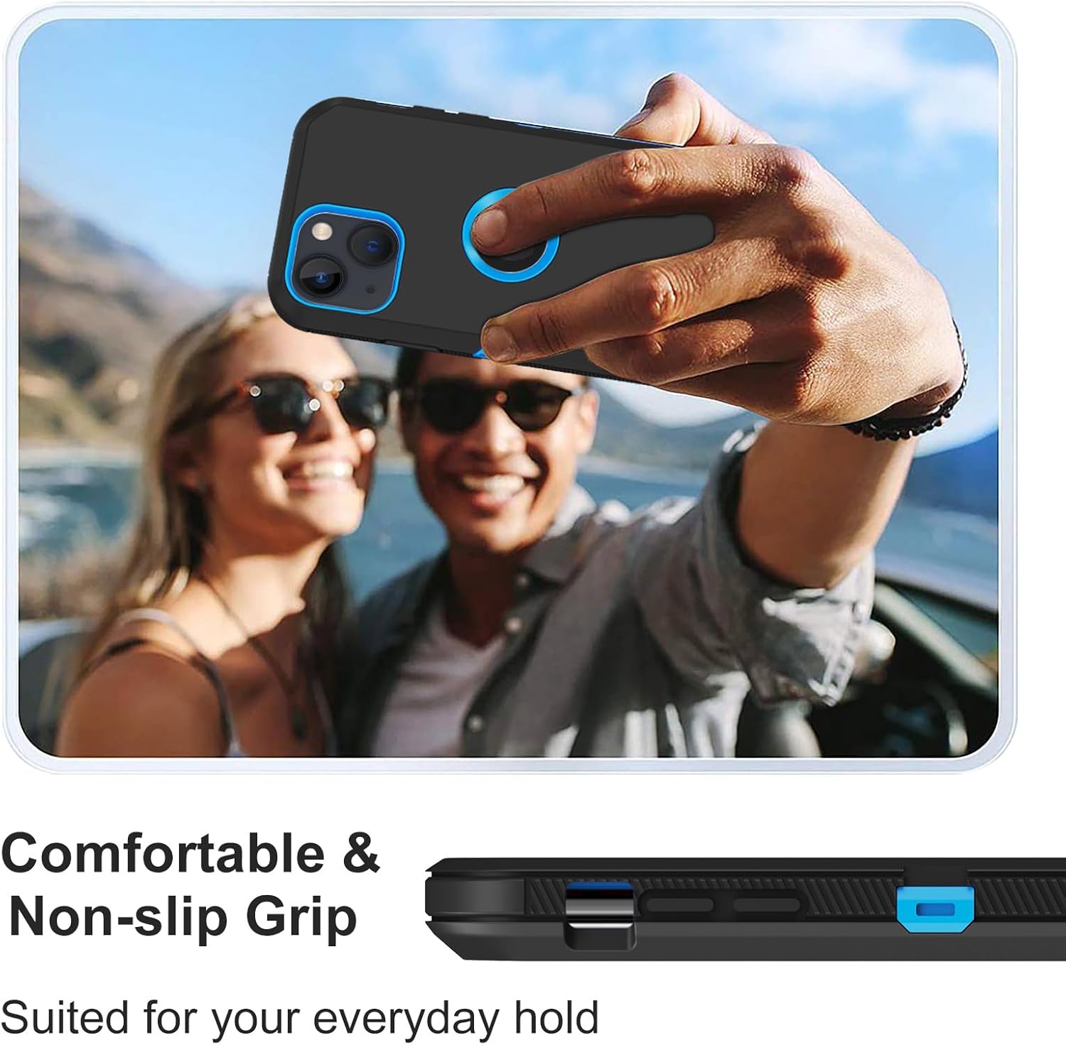 for iPhone 14 Case, with 2 Screen Protector Shockproof Military-Grade Protection, Full-Body Rugged an-Scratch Dropproof Heavy Duty Protective Cover for Apple iPhone 14 (Black/Blue) - Image 7