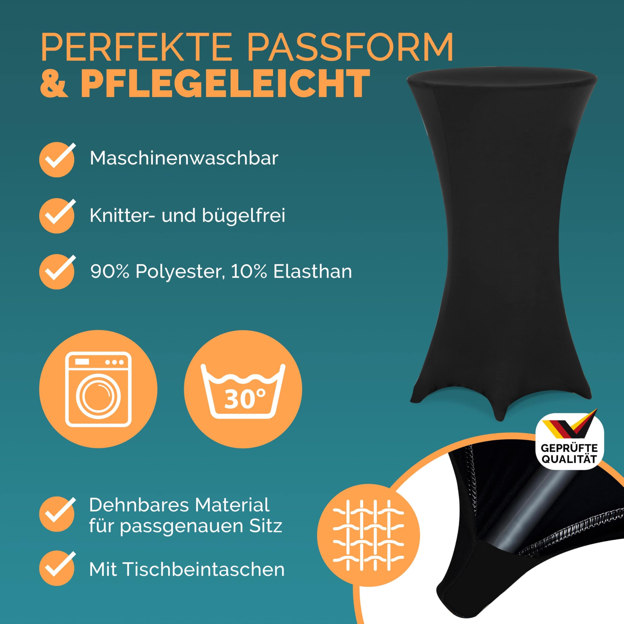 Casaria® Stehtisch mit Husse 70 cm Klappbar Schwarz Rund Holz Metall Pulverbeschichtet Wetterfest Hoch Set Bistrotisch Bartisch Garten Party Tisch