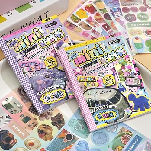 1000+ Pcs Cute Scrapbook Stickers Travel Laser Sticker Book for Adult Korean Stickers for Journal Aesthetic Photocard Glitter Kawaii Sticker Decor for DIY Card Art Arts Purple+Pink