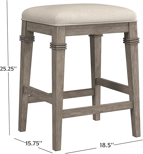 Miniatura 3 de Hillsdale Furniture Arabella Taburete de mostrador sin espalda, gris envejecido