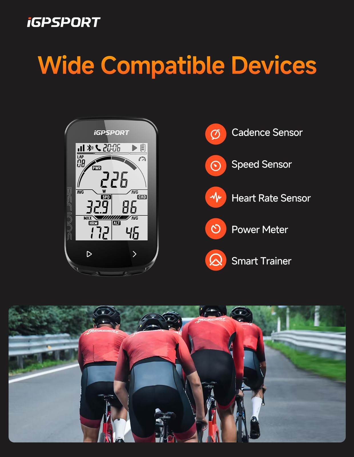fietscomputer, USB-oplaadbaar, kilometerteller, snelheidsmeter, draadloos, IPX7 waterdicht