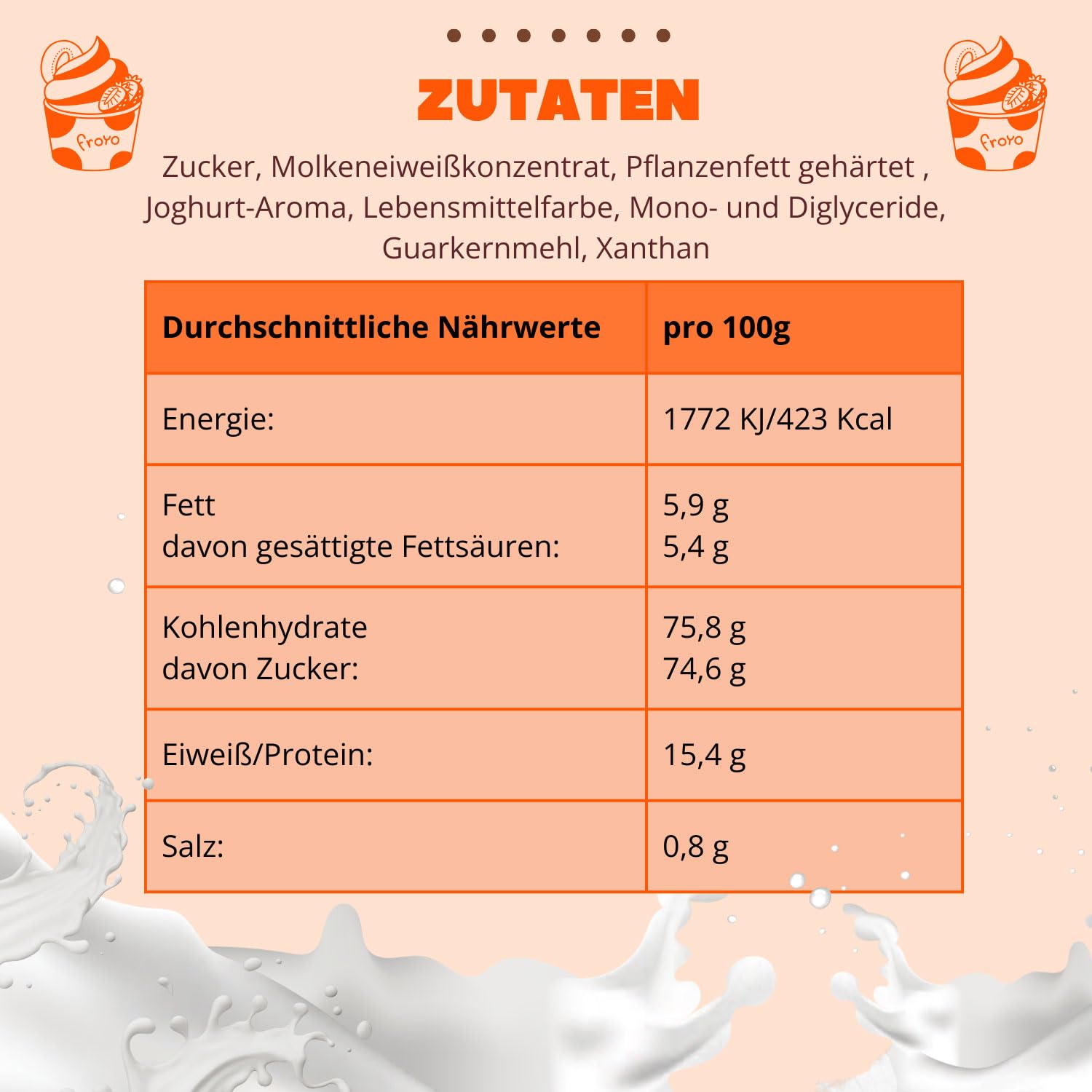 Gino Gelati Low Carb Eis Pulver Vegan Zucker-, laktosefrei mit fruchtigem Geschmack, schnelle und einfache Zubereitung, Made in Germany, Herstellung ohne Maschine (10 Kg, Mandarine)