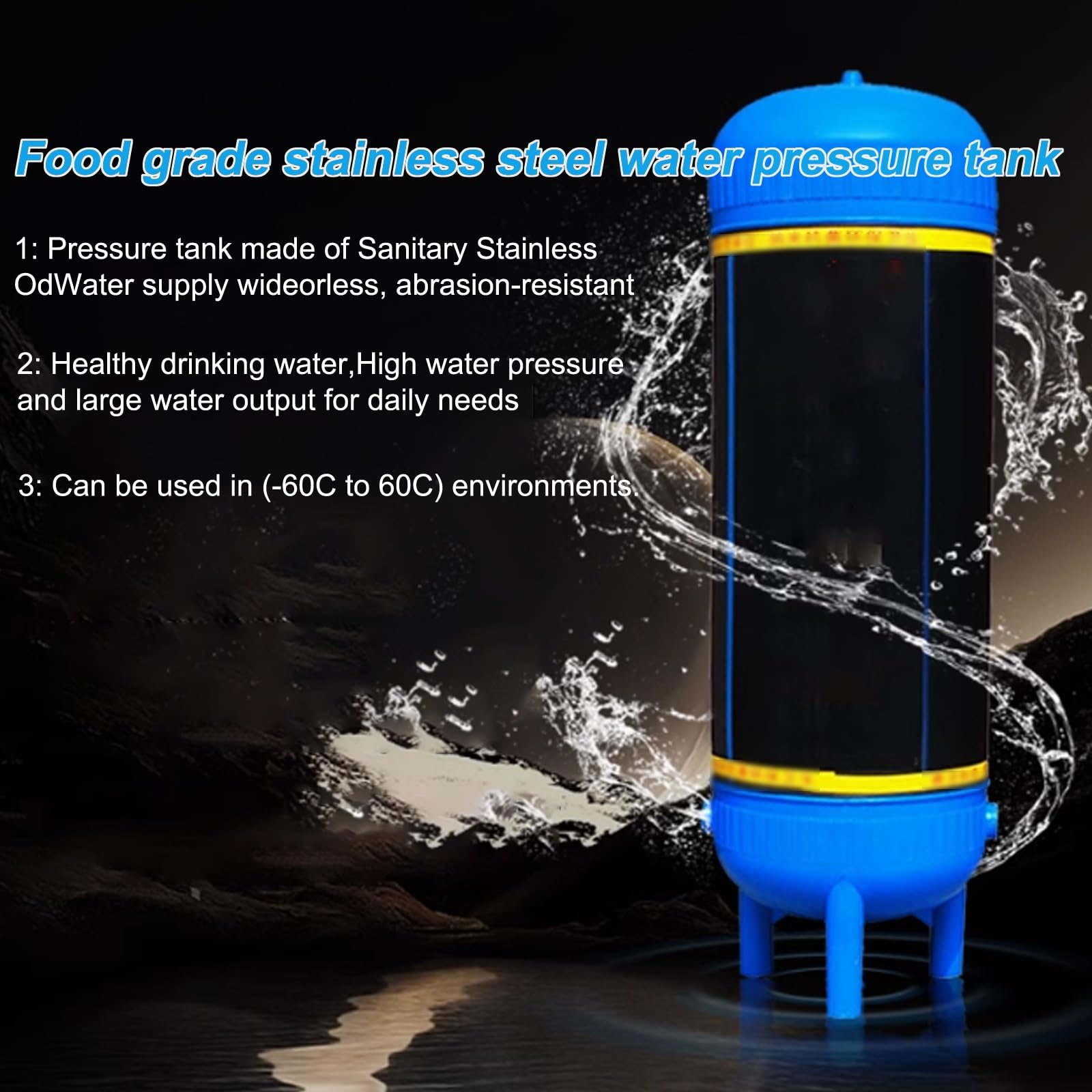 Depósito de Agua Doméstico de Gran Capacidad | Torre de Agua Vertical a Presión para Pozos, Fabricada en PE Apto para Uso Alimentario(300L/79.2gal)