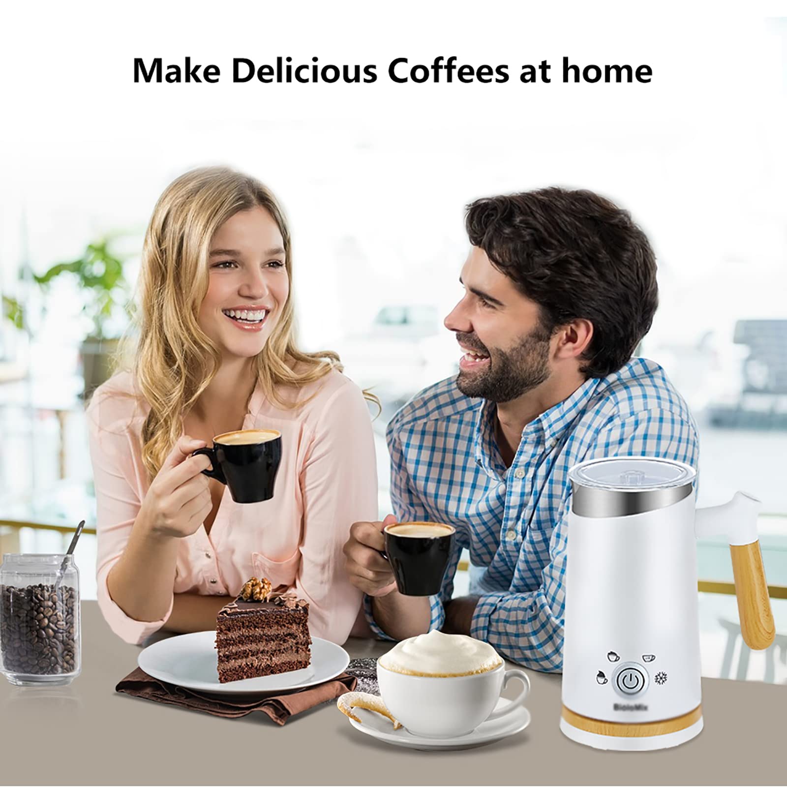 Parowiec do mleka, elektryczny spieniacz 4 w 1, automatyczny podgrzewacz do spieniania mleka z zimną i gorącą pianką do kawy, cappuccino, latte, gorącego mleka