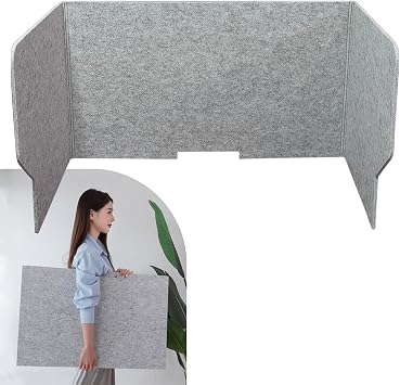 LIGUOYI Desk Privacy Panel Sneeze Guard, Acoustic Partition for Call Centers Offices Library Desk, 3-Panel Partition Freestanding Foldable Portable Desktop Divider, with 4 Simple Brackets
