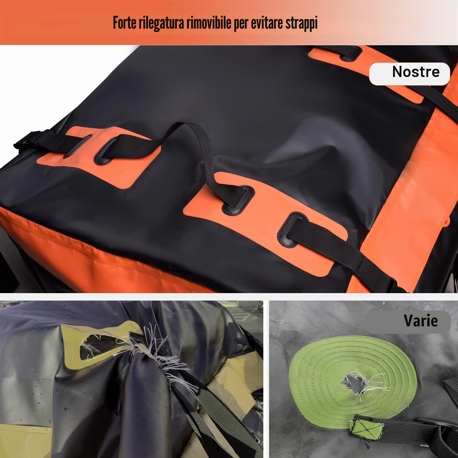 Bauletto per traino 115 x 61 x 61 cm, 425 litri 600D PVC Car Cargo Trasportino impermeabile e anti-strappo Bauletto pieghevole per bagagli