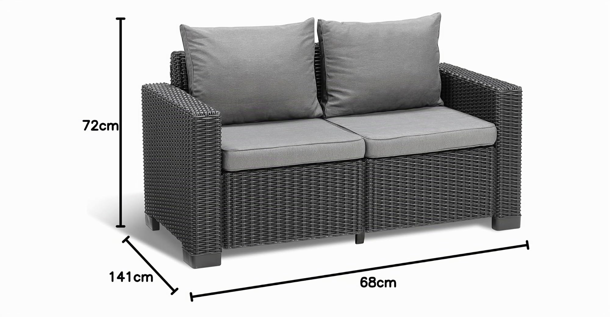 Allibert California Canapé Lounge, 2 Places 141 x 68 x 72 cm Graphit/Panama Cool Grey