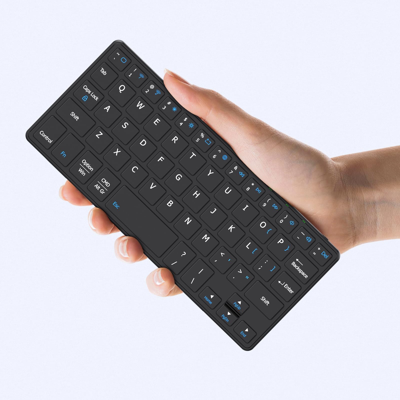 Universal Wireless Keyboard Ultra Lightweight Portable Mini Keyboard with Adjustable Angle Stand and Leather Case, Rechargeable Computer Keyboards Travel Bluetooth Keyboard for iPad Android,