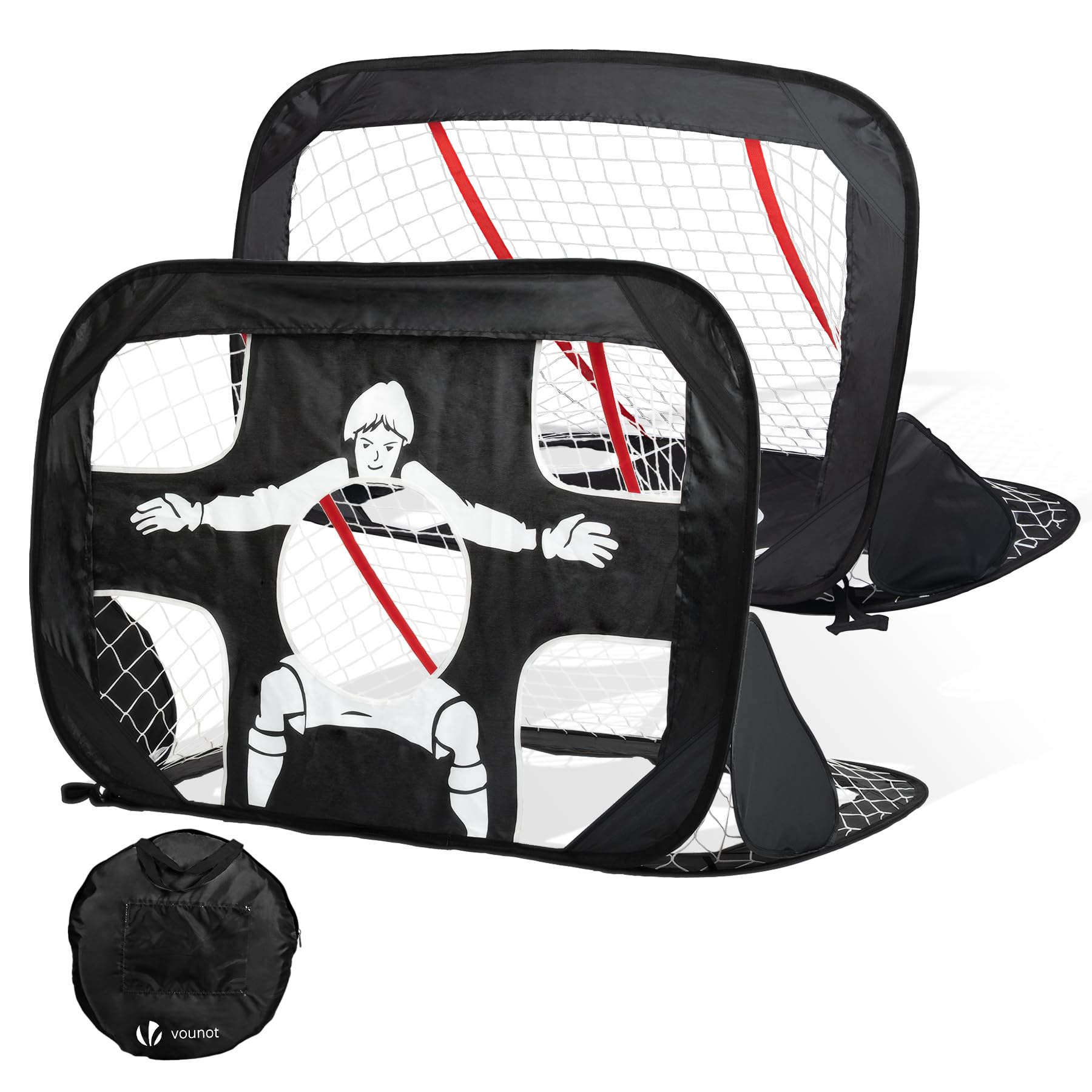 Set di 2 Porte da Calcio Pop Up Bambini 120×80×80 cm Pieghevole Portatile con Borsa
