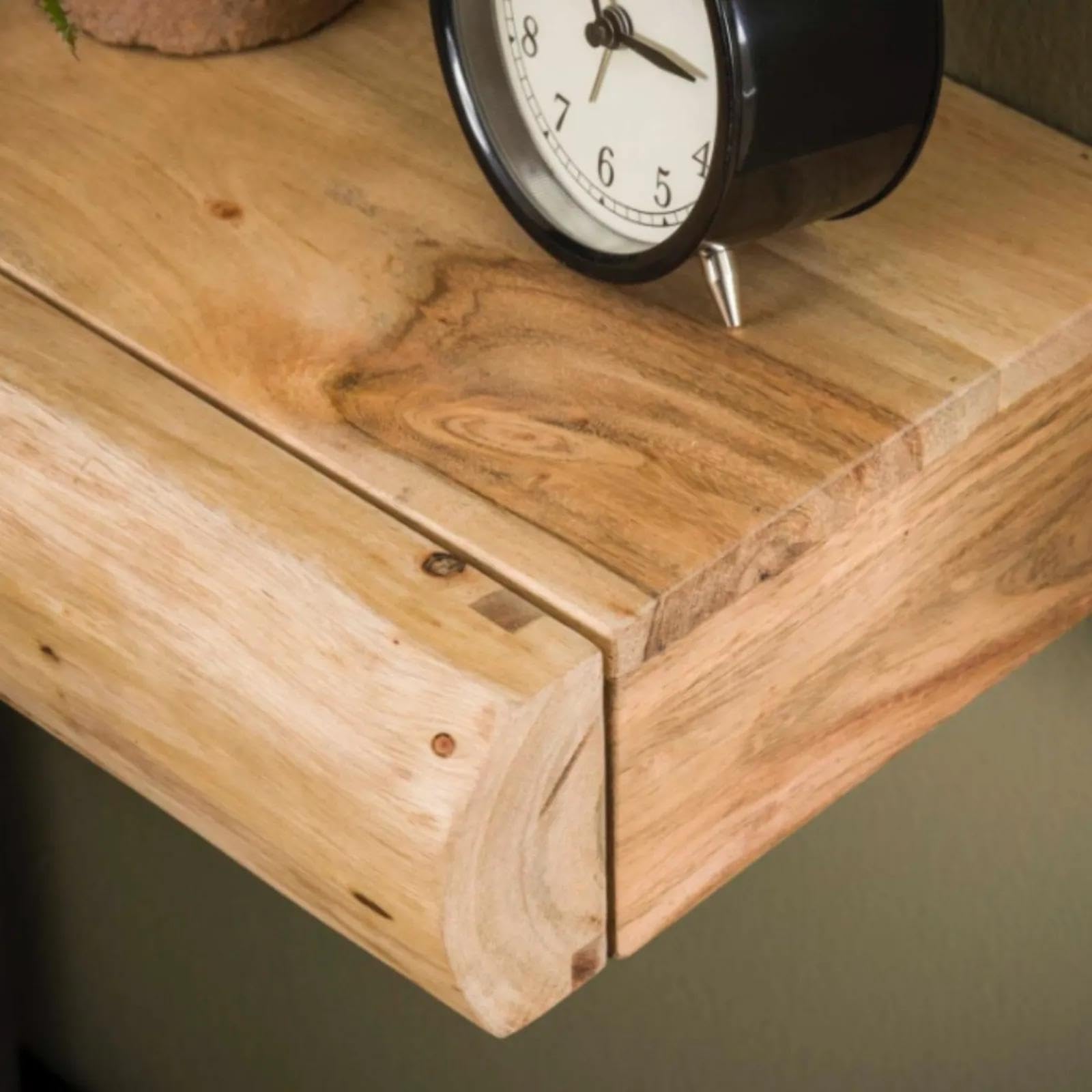 RINGO-Living Massivholz Nachttisch Set Mit Ablage & Schublade, 300mm, 2er Set, Schwebend Stauraum Industrial Style, Nachtschrank, Kleiner Industrie Style, Holz Echtholz Mini