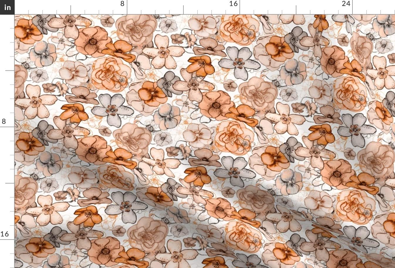 Spoonflower Fabric - Floral Fall Angel Flowers Autumn Pumpkin Printed on Chiffon Fabric by The Yard - Sewing Fashion Apparel Dresses Home Decor