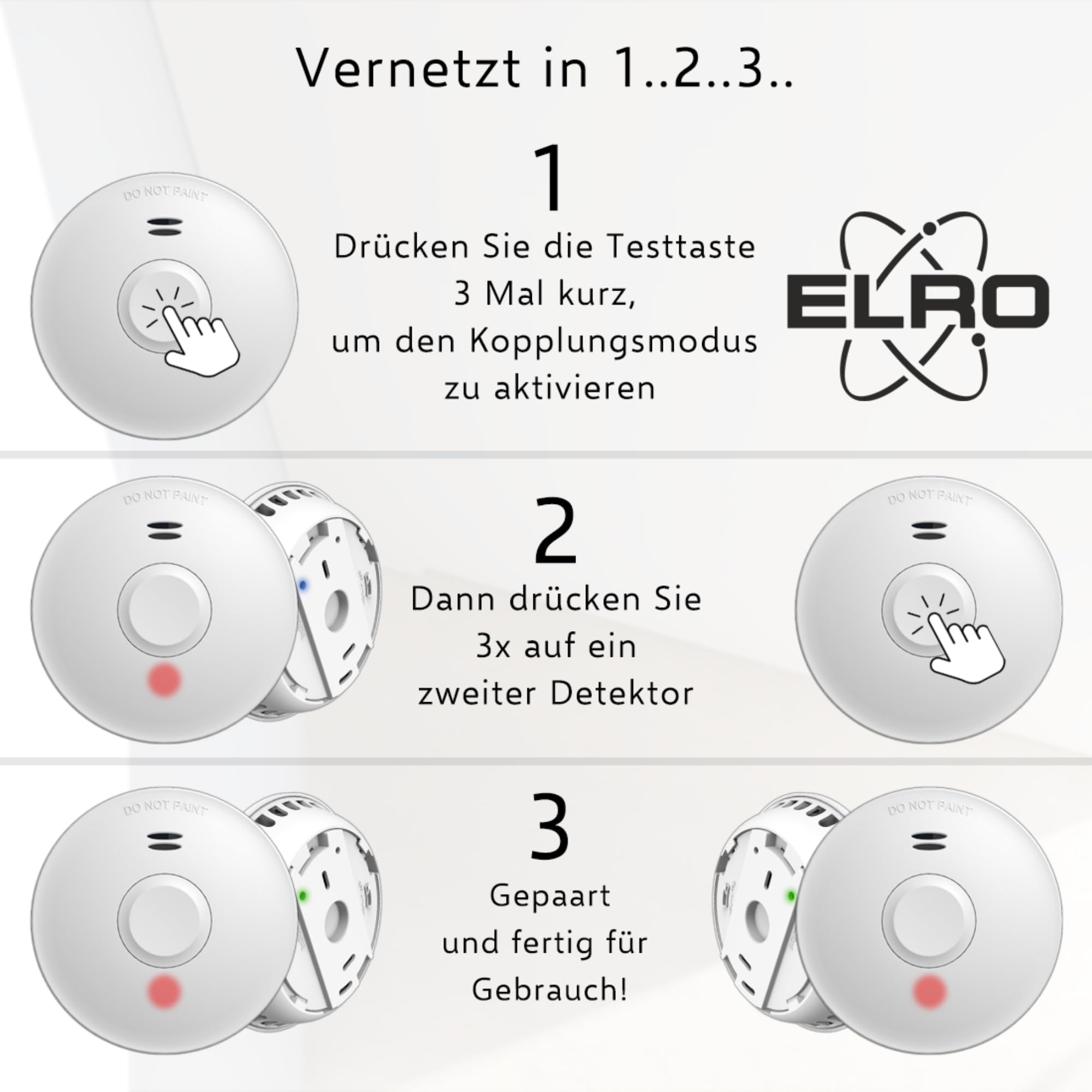 ELRO FZ5010R Funk Vernetzbarer Rauchmelder mit 10-Jahres-Batterie - Entspricht der Europäischen Norm EN14604
