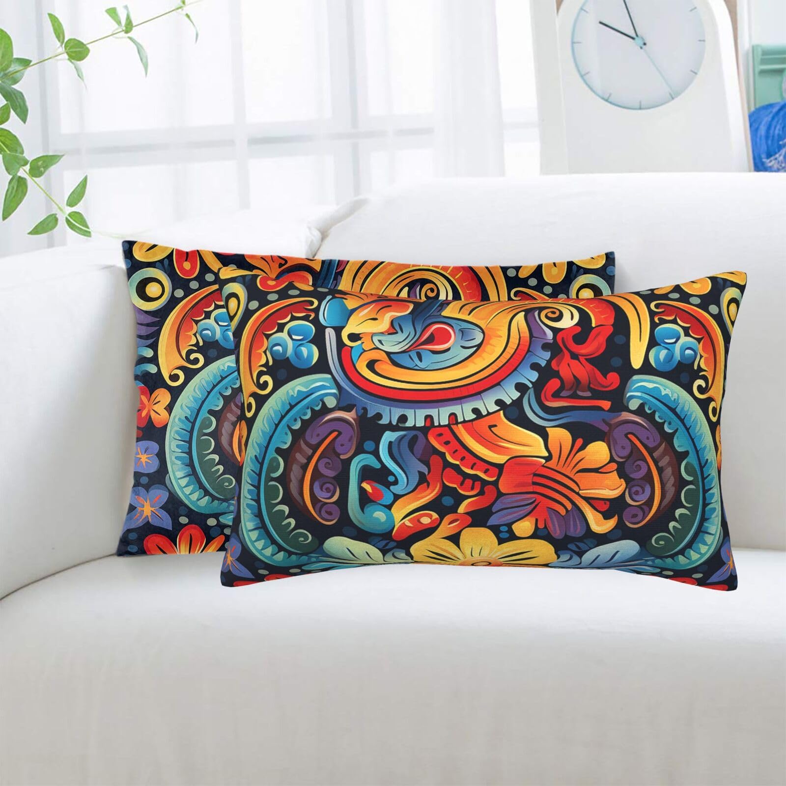 Mexican Standard Pillowcases Sets of 2, Ultra Soft Microfiber Plush Pillow Cases 14"X20" Comfort Decorative Throw Pillow Cover with Hidden Zipper for Bedroom, Sofa, Couch