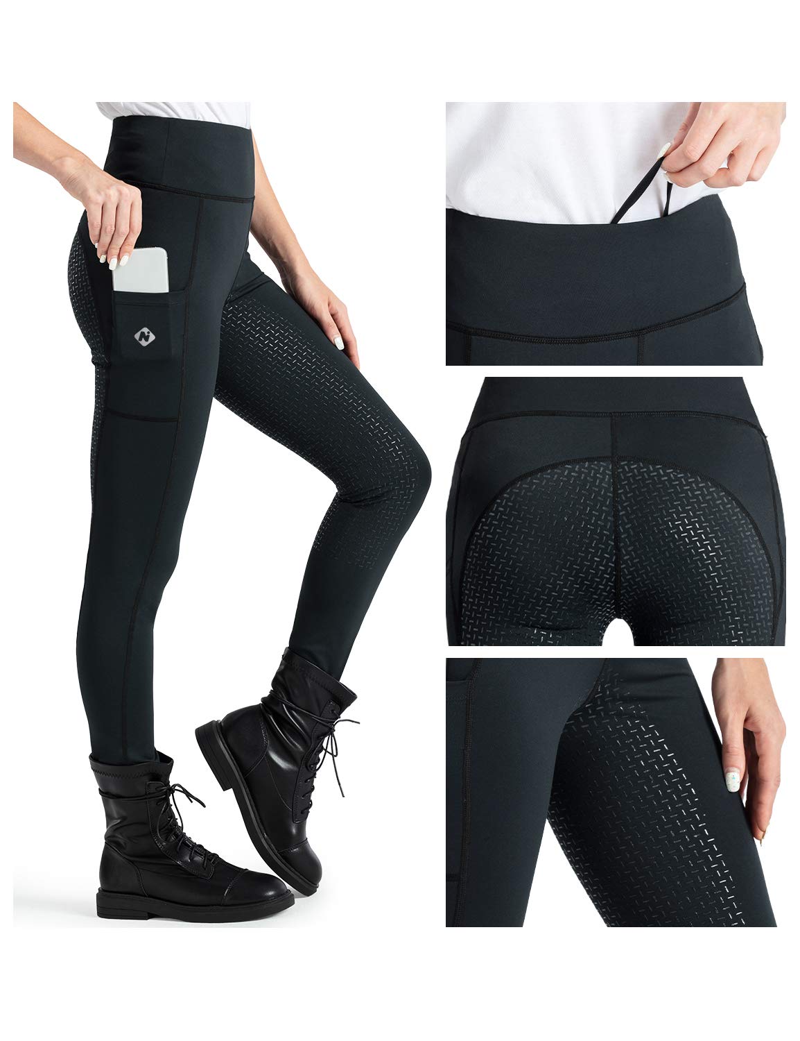 NAVISKIN Calzones de equitación para Mujer, Pantalones de equitación largas con Agarre de Silicona, Suaves y elásticas