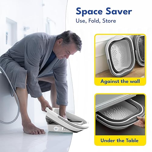 Miniatura 6 de AWA - Bañera de remojo de pies, bañera plegable para remojar los pies, cuenco de pedicura, bañera de plástico para remojar pies con puntos de masaje