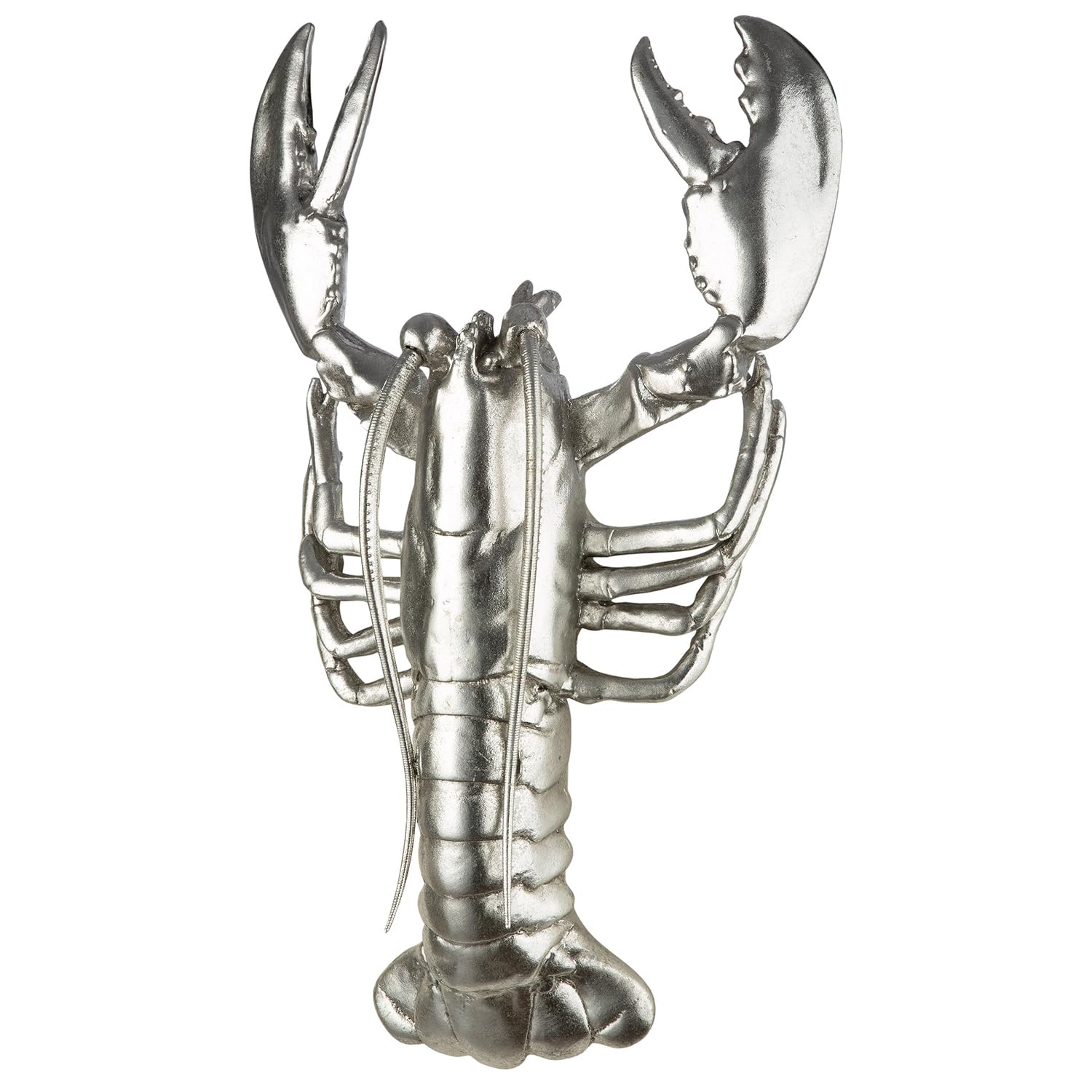 GILDE Lobster Figurine Wall Object Resin Lobster Shape Silver Metallic Look Height 42 cm x Width 25 cm