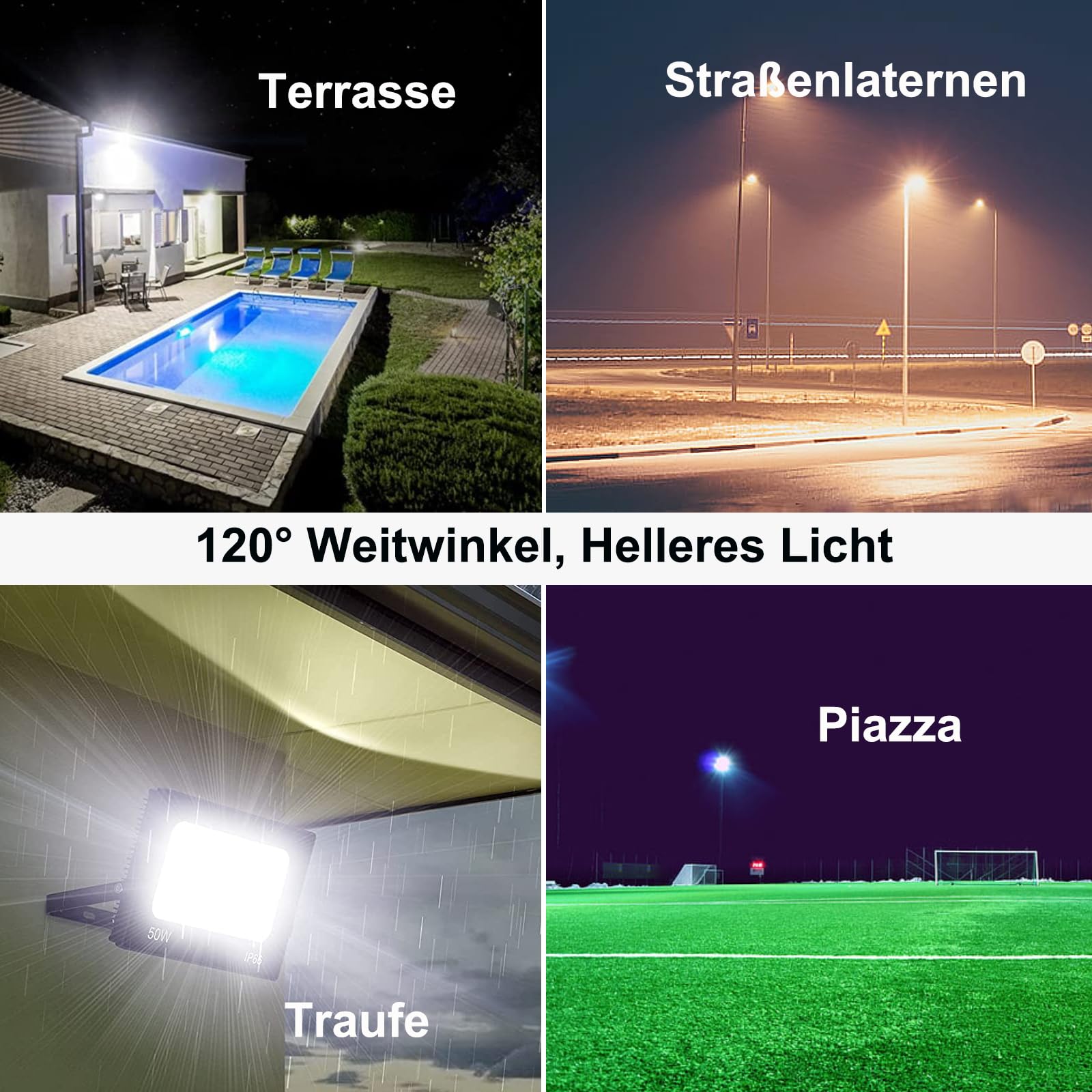 Focos Exteriores Led, Con Trípode, Focos Exteriores Impermeables Garaje De Jardín 50w Blanco Calido 91281422