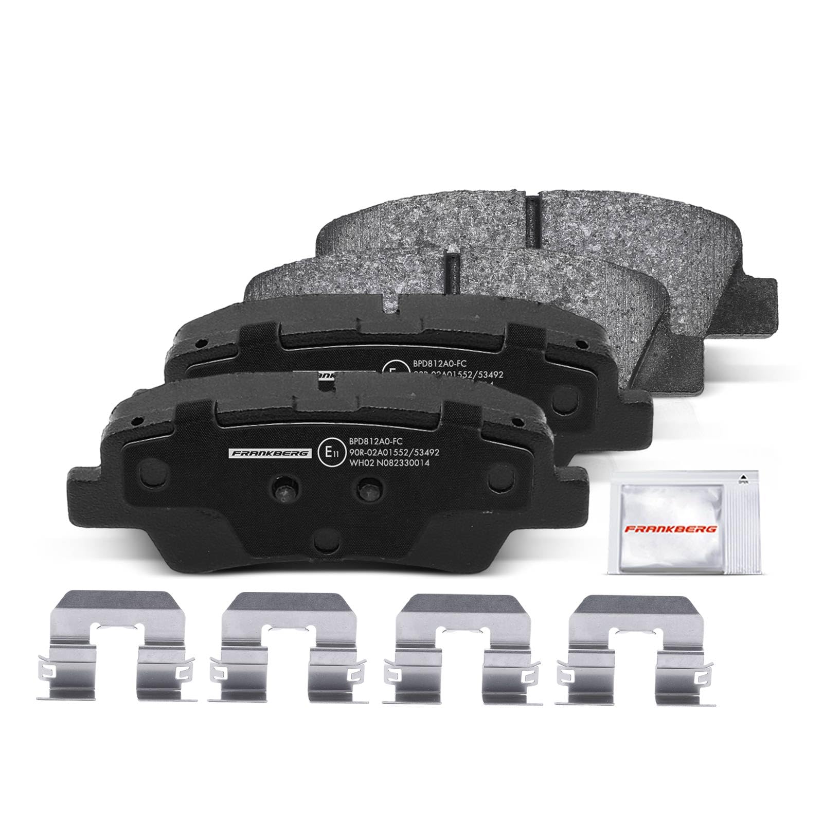 Frankberg Set di pastiglie freno comprensivo di 4 pastiglie freno | 583023KA35, 583023RA70; Compatibile con: Tucson Van/SUV TLE, Optima Sportswagon JF, Rio III UB, i20 GB IB, Optima JF