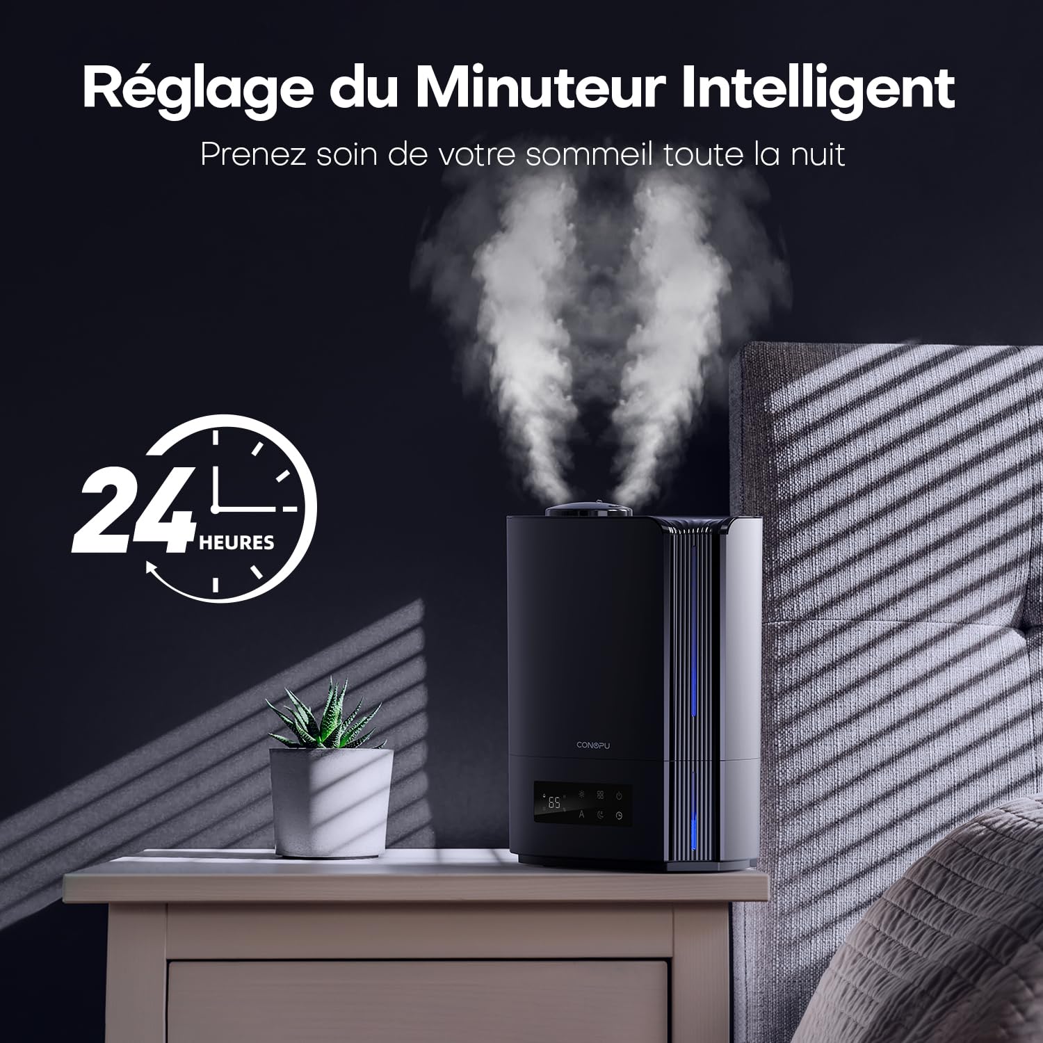 CONOPU Humidificateur d'Air à Ultrasons 6L, Humidificateur d'Air Chambre Silencieux avec Trois Modes et Fonction Température Constante, Humidificateur pour Bébé et Plantes d'Intérieur
