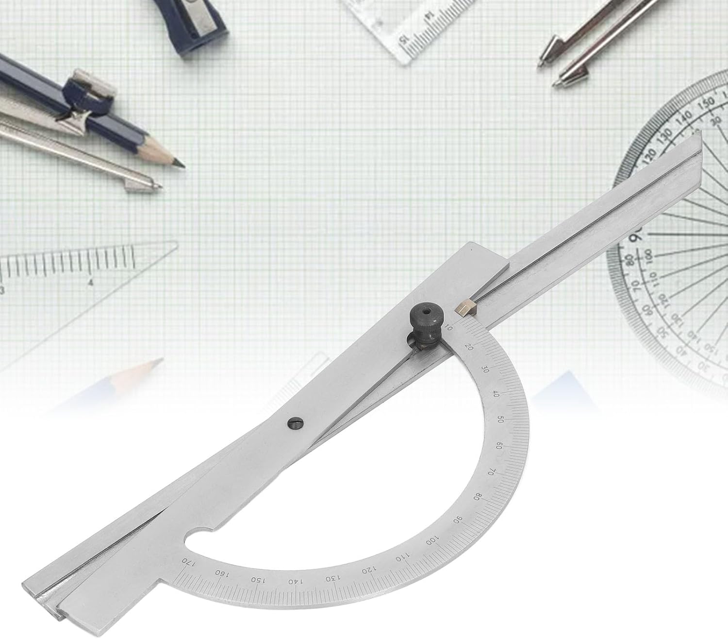 Angle Protractor 0-180° Rotatable Protractor Portable Angle Finder Adjustable Angle Ruler Carbon Steel for Students Machinists Carpenters Woodworking Hobbyists