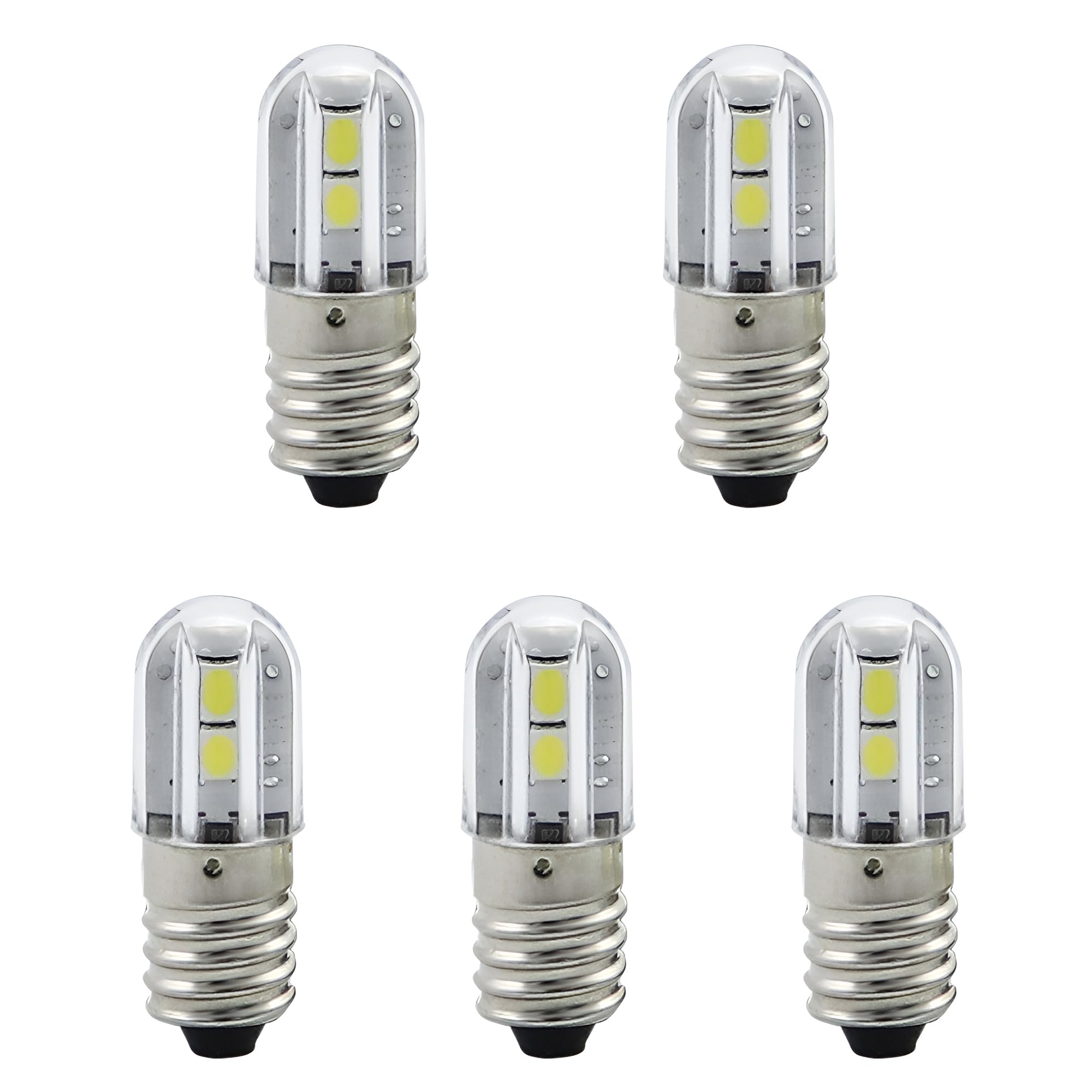 GutReise E10 LED Glühbirne, 5 Stück 240V Kaltweiß lampe 1W 100LM 6500k,Miniatur Schrauben Ersatzbirnen (Kaltweiß, 220-240V)
