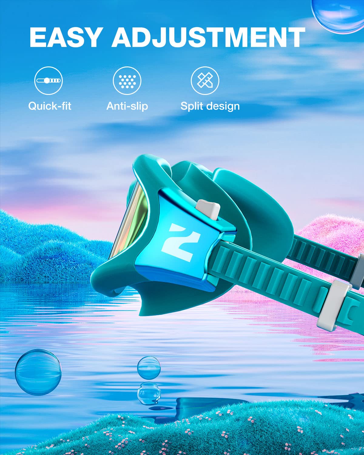 ZIONOR G1MINI Ultra Lunettes de natation polarisées confortables pour enfants - Anti-buée - Protection UV - Pour filles et garçons (années 3 à 14)