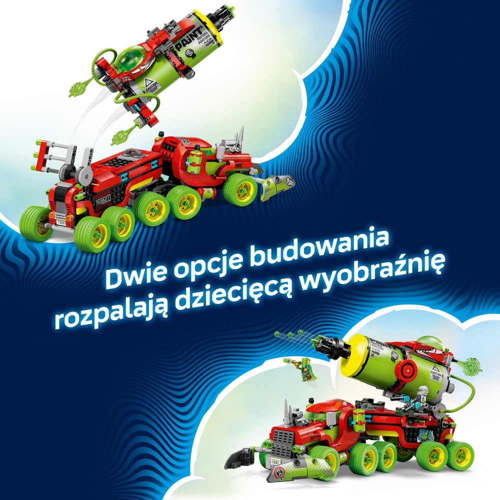 LEGO DREAMZzz Sprayowa ciężarówka Mateo 71499 | ciężarówka fantasy, zestaw klocków, prezent dla chłopca i dziewczynki 9+, kreatywna misja, 929 elementów
