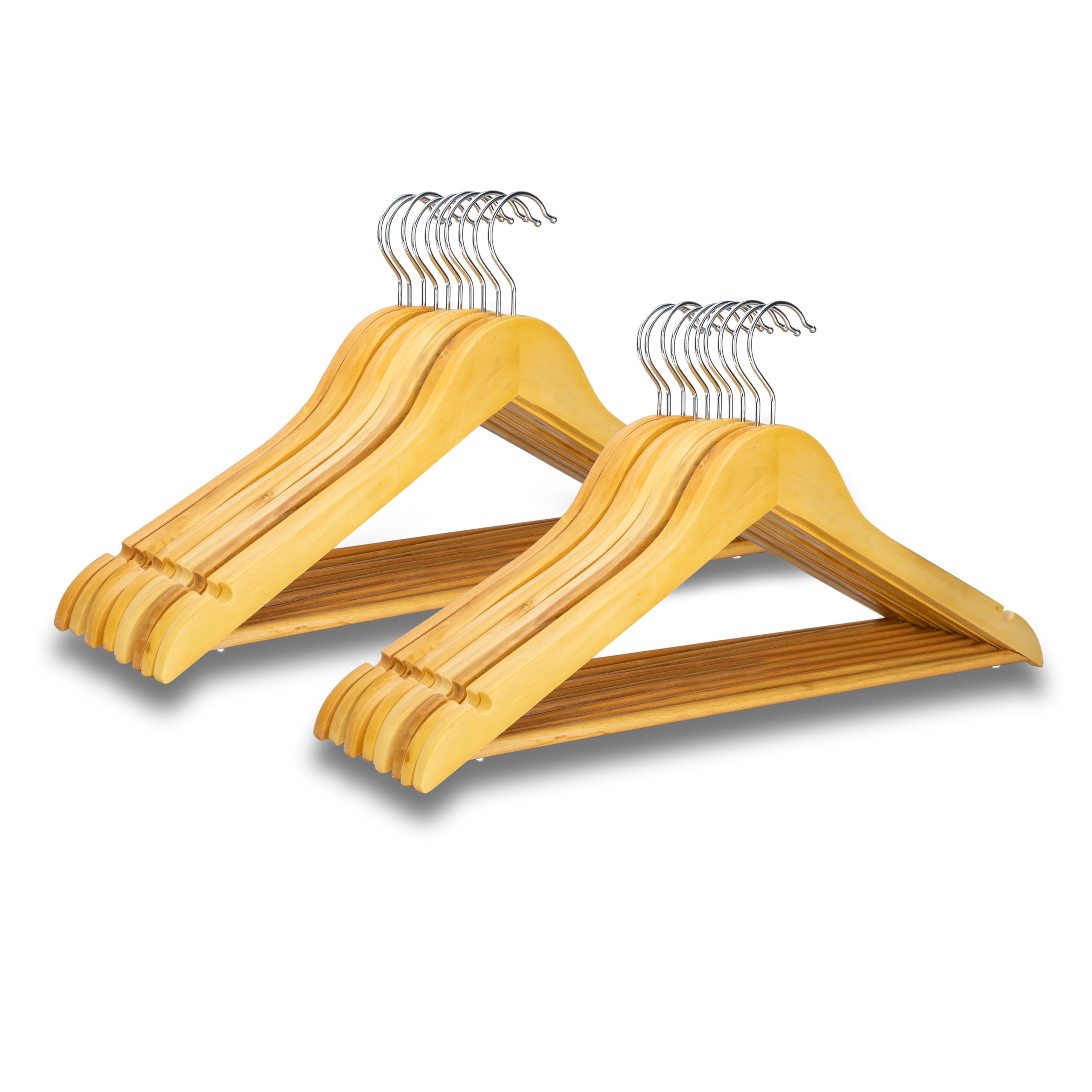 ZANGCO Premium Wooden Hangers - Solid Wood, Non-Slip Notches, 360° Swivel Hook - Ideal for Suits, Coats, Shirts, and Dresses - Elegant and Durable Closet Organization (20)