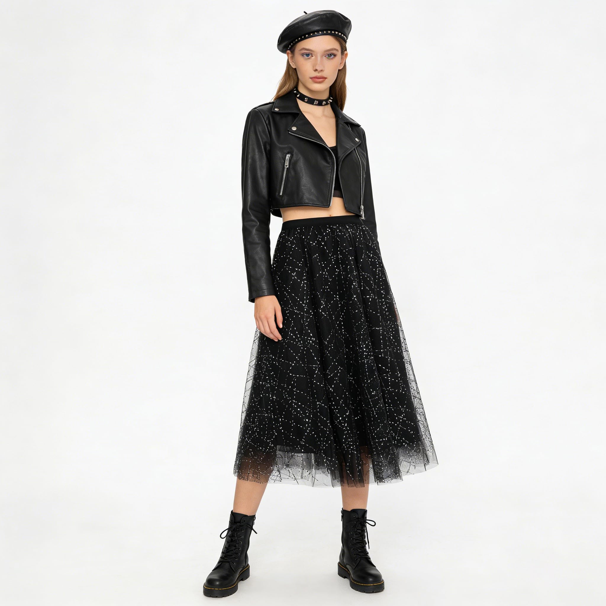 Falda Midi Brillante para Mujer con Forro Cintura Alta Corte a Enagua Faldas Tul con Lentejuelas Brillantes para Salidas Nocturnas Clubes Conciertos Cócteles.
