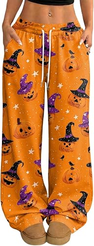 Halloween Pjs Women Animal Comfy Baggy Graphic Pull on Pajama Pants
