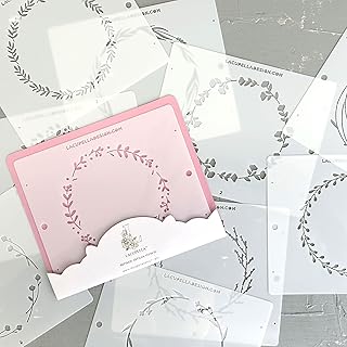 Lacupella 10 Pieces Wreath Stencil Set Wood Canvas Decorating Artist Art and Craft Monogram Wedding Birthday - Food Grade Reusable Mylar Template - DIY Mixmedia (Wreath Cake Stencil Set)