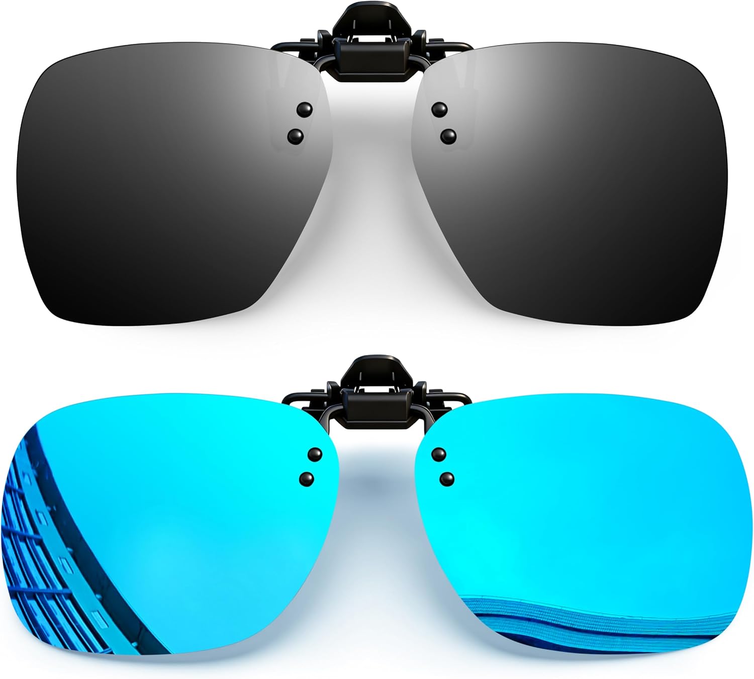 Joopin 2 Pack Clip on Sunglasses over Glasses Flip Up Polarized UV400 | Fits Most Prescription Eyeglasses