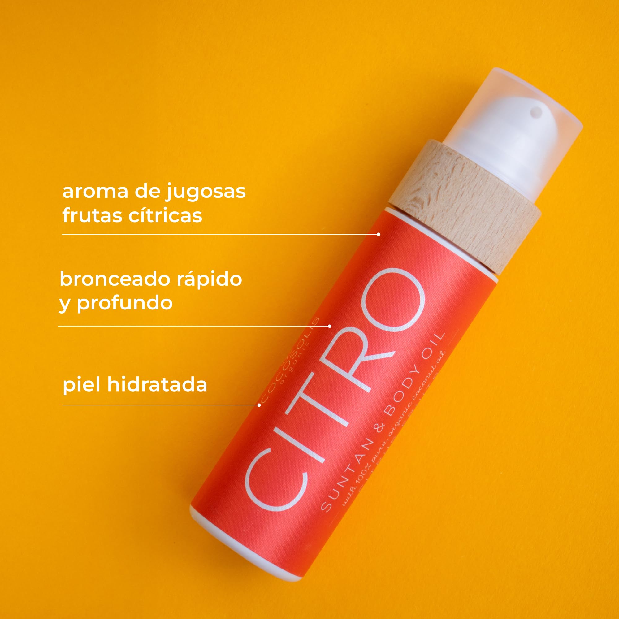 COCOSOLIS CITRO - Acelerador Bronceado con Vitamina E – Bronceadores Solares y Crema hidratante corporal - Aroma cítrico refrescante - Seis aceites naturales para una piel radiante - 110 ml
