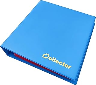 Álbum de Colección Para 280 Monedas de Diferentes Tamaños, Incluye 2 Euros y Otras Medianas, Con Páginas y Separadores Rojos + Índice, Color Azul Pastel