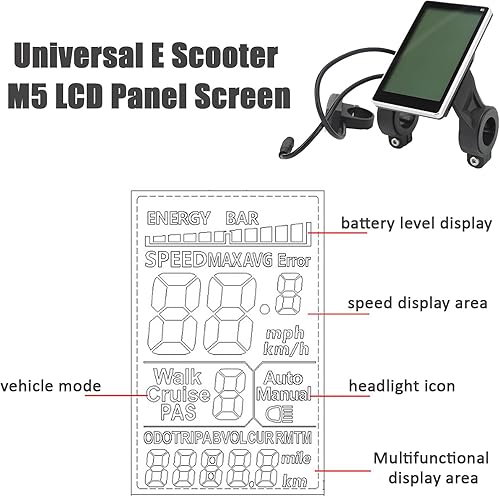 Miniatura 6 de Pantalla LCD de bicicleta eléctrica M5 Panel de conector impermeable Pantalla de panel de visualización de scooter eléctrico