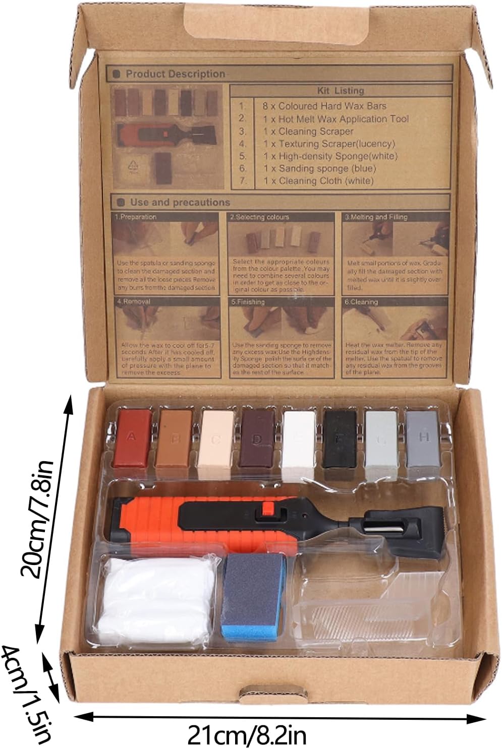 Tile Repair Kit for Porcelain and Tile Ceramic Repair - Fix Cracks, Chips in Bathroom Kitchen Tiles - Includes Electric Heating Pen and Wax 8 Colors Wax Blocks
