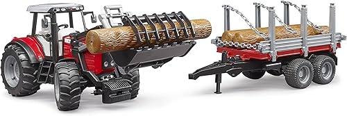 Miniatura 2 de bruder 02046 Massey Ferguson 7480 con cargador frontal y remolque de madera
