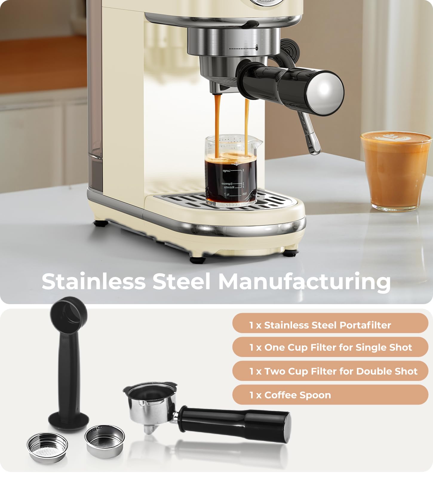 atatix Espresso Machine with Milk Frother, 20 Bar Pressure Espresso Maker view 7