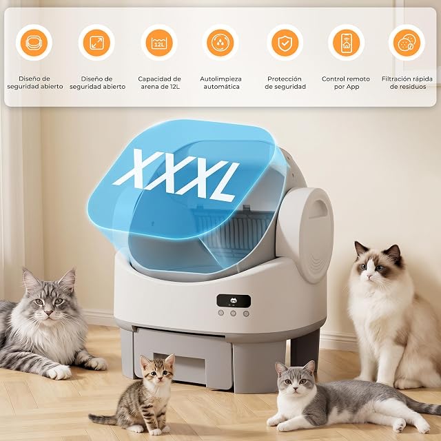 Foto 2 de 8 de Jummico Arenero Gatos Autolimpiable Grande con Diseño Abierto