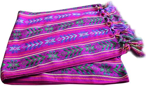 Del Mex Bufanda de camino de mesa mexicana tejida estilo Rebozo (morado eléctrico)