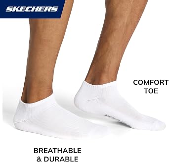Skechers Men's 10-pack Half Terry Classic Low Cut Socks, Comfort-fit & Cushioned Footbed