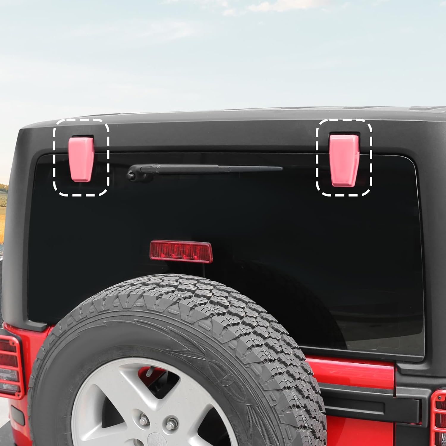 RT-TCZ for Jeep JK Rear Window Hinge Trim Cover Fit for Jeep Wrangler JK JKU 2007-2017 Pink Exterior Accessories 2pcs