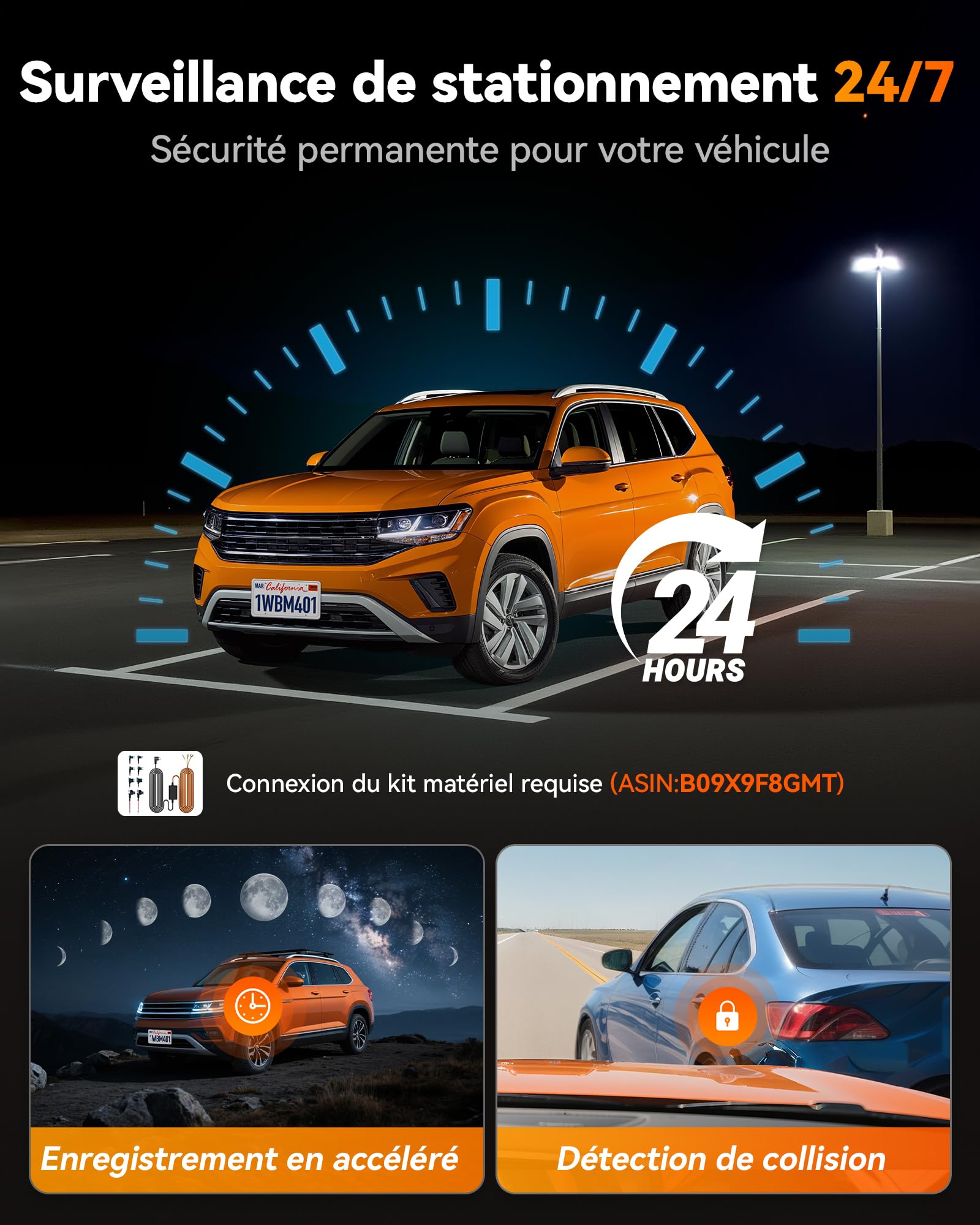 WOLFBOX M40 Rétroviseur de caméra arrière 10" 4K + 1080P pour caméra embarquée avant et arrière avec caméra ADAS/BSD, contrôle vocal, Wi-Fi intégré, carte 64 Go et GPS