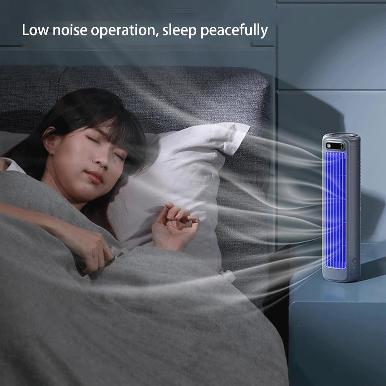 Ventilatore Condizionatore Portatile Senza Pale - Raffreddamento Silenzioso A 3 velocità, Ricarica USB, Ideale per Casa, Camera da Letto, Cucina, Ufficio, Design Compatto per Gray