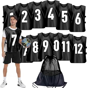 12 Pcs Team Sports Pinnies for Youth,Numbered Practice Jerseys