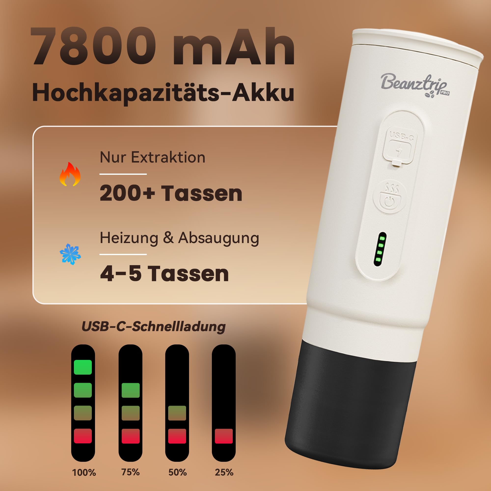 H02 PRO 2-in-1 Tragbare Kaffeemaschine mit Akku, 20 Bar, Selbsterhitzung, USB-C, kompatibel mit NS-Kapseln & gemahlenem Kaffee, Mini Campingkaffeemaschine für unterwegs, Wohnmobil – Geschenk Vatertag