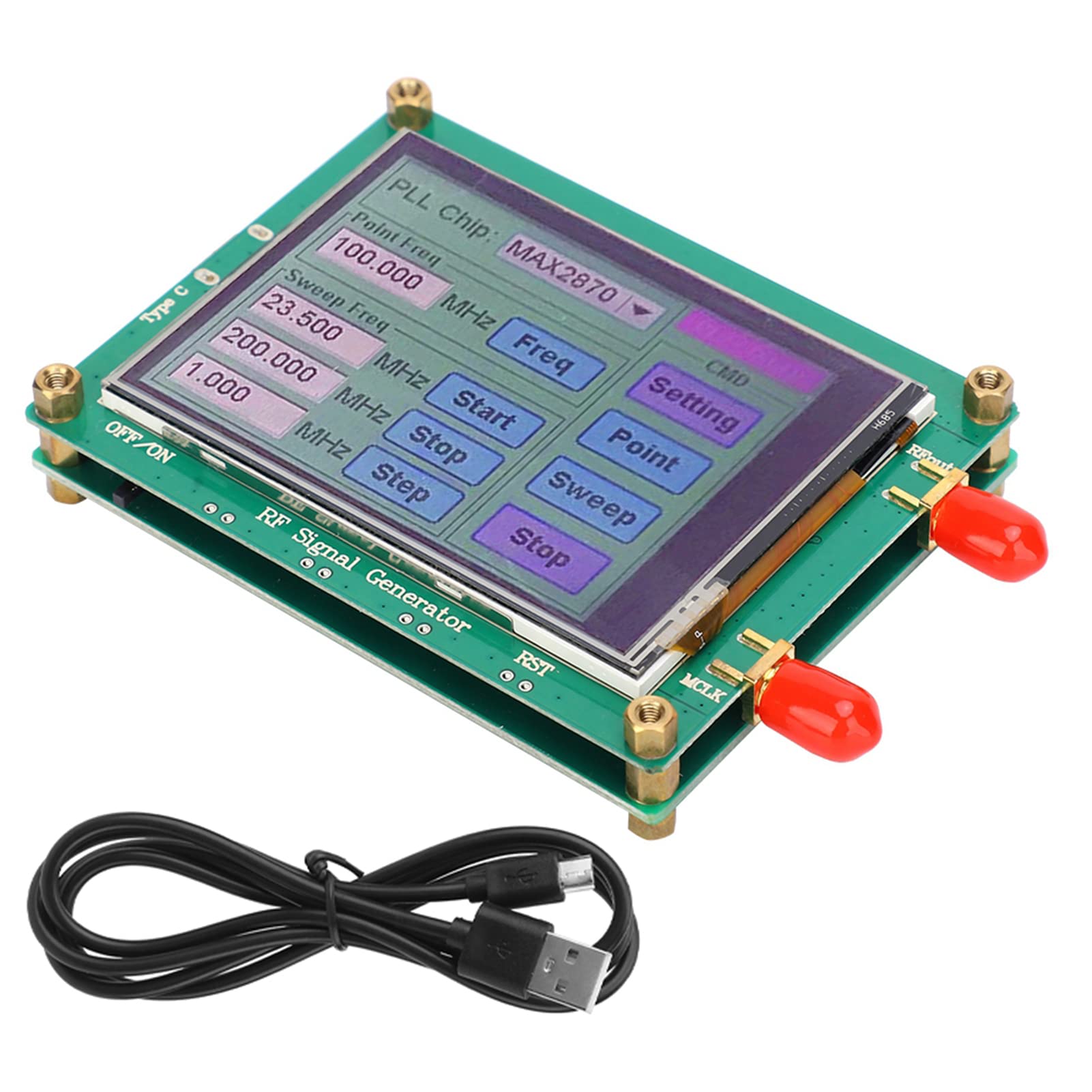 Sorgente del Segnale RF, Modulo Generatore della Sorgente del Segnale RF Alta stabilità Frequenza a Basso Rumore MAX2870 23,5-6000 M, -4~5 DBm, 4 Livelli di Controllo Touch Screen