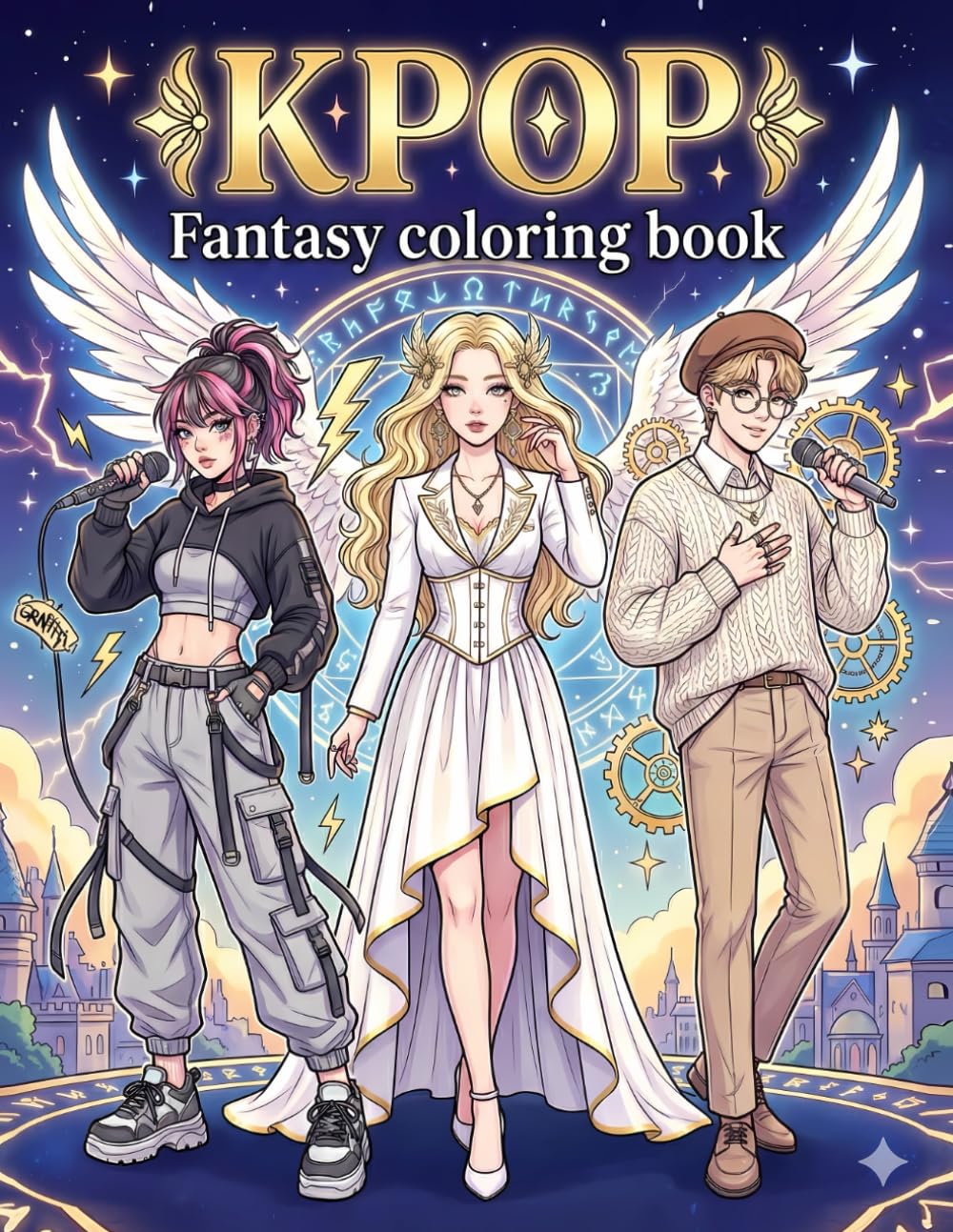 K.Pop Fantasy Coloring Book: Fun and Dynamic Dance Scenes & Futuristic Art to Color | For Young Adults | 8.5 x 11 Inch