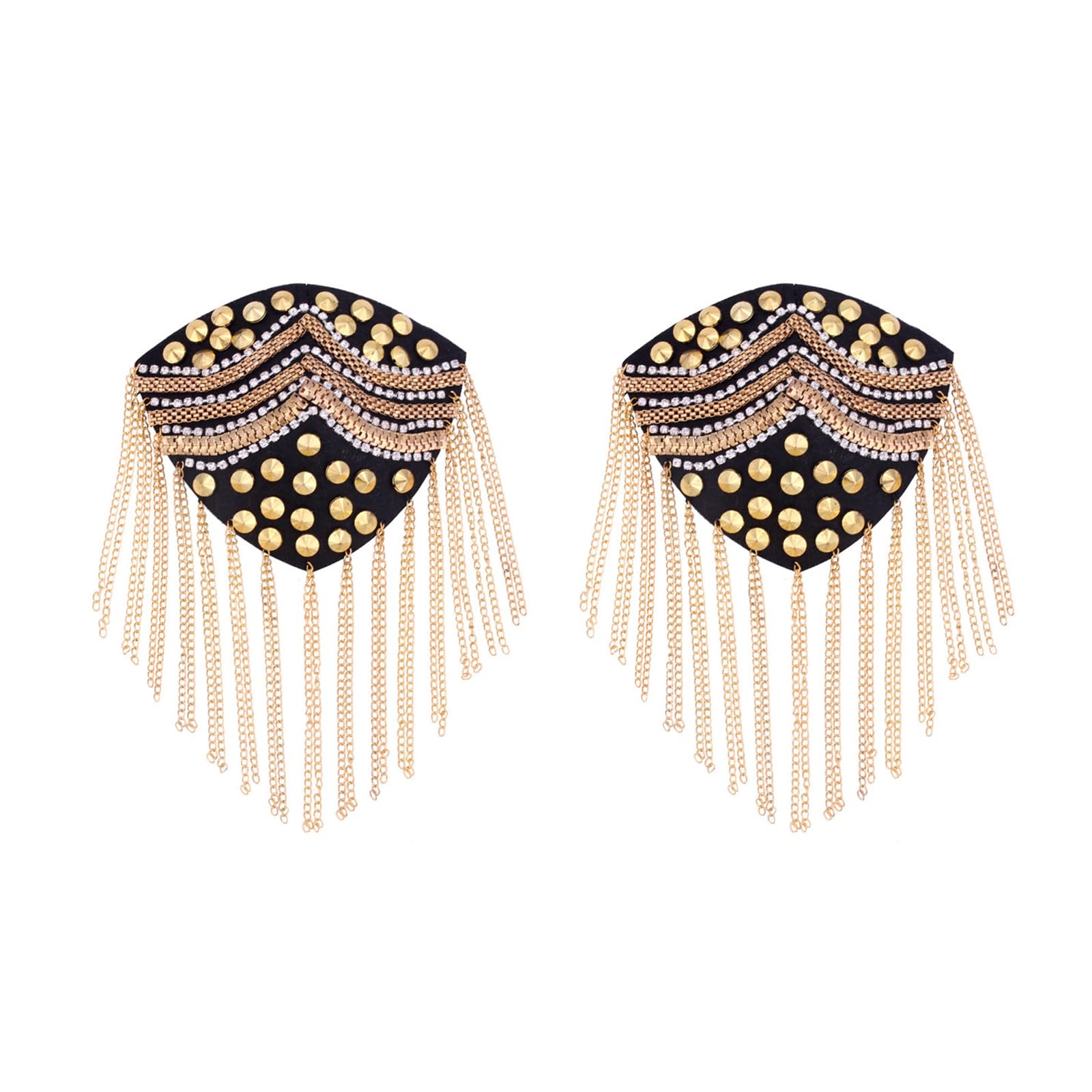 Hdoytxxm Gold Rhinestones Shoulder Embellishments Metal Fringes Tassels For Costumes Designs Projects Elegant Shoulder Decoration