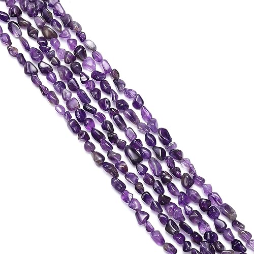 Miniatura 1 de Granos de piedra de cristal de amatista natural irregular, sueltos, semi piedras preciosas para la fabricación de joyas, 0.197-0.315 in 15.0 in